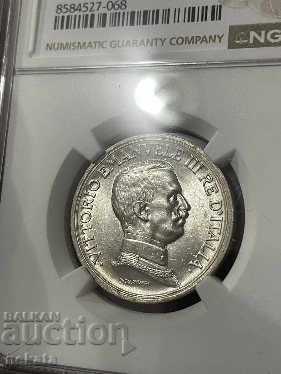 Италия, 2 лири 1914 г. MS62 NGC с цена 220.00 лв. | € 112.48 Италия, 2 лири 1914 г. MS62 NGC с цена 220.00 лв. | € 112.48