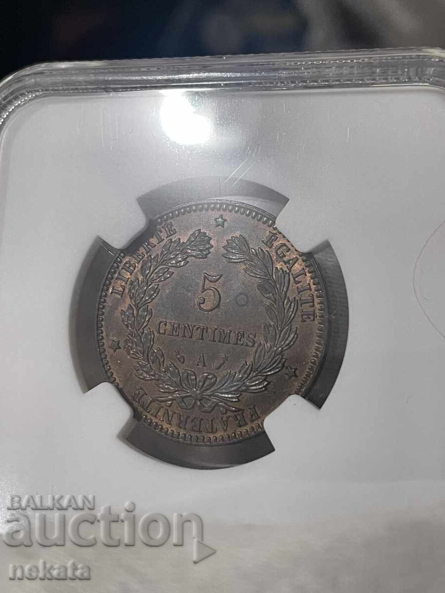 Франция 5 сантима 1896 A NGC MS63 BN - 5 Франция 5 сантима 1896 A NGC MS63 BN - 5