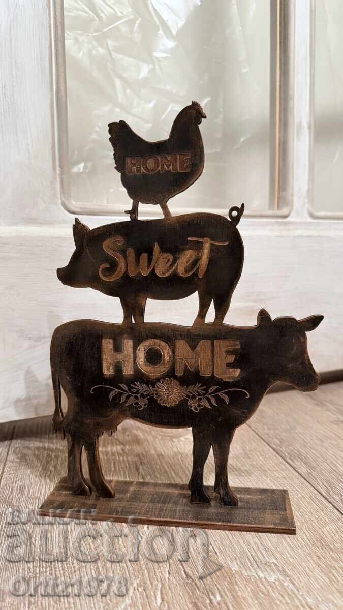 Аукцион Декорация с две лица, животни в стил Рустик.„Дом Сладък Дом“