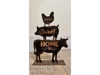 Decorație cu două fețe, animale în stil Rustic. „Acasă Dulce Acasă”