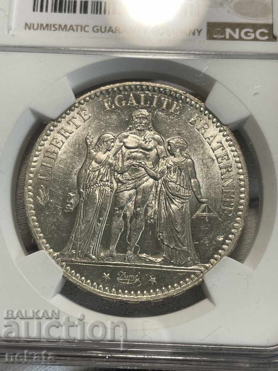 Δημοπρασία Γαλλία, 5 φράγκα 1876 MS62 NGC Δημοπρασία Γαλλία, 5 φράγκα 1876 MS62 NGC