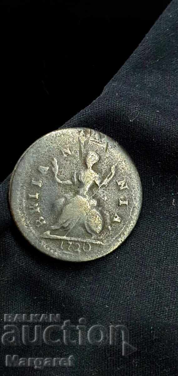 1 Farthing 1720 Great Britain Half Penny with price 0.01 BGN | € 0.01