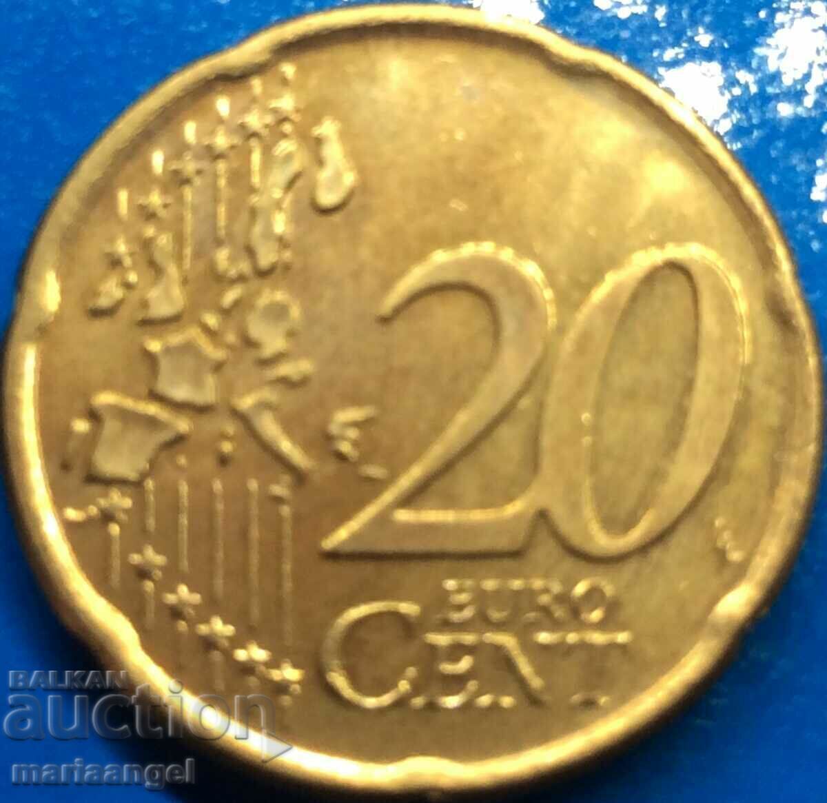 Livrarea 20 de cenți de euro 2002 Irlanda UNC