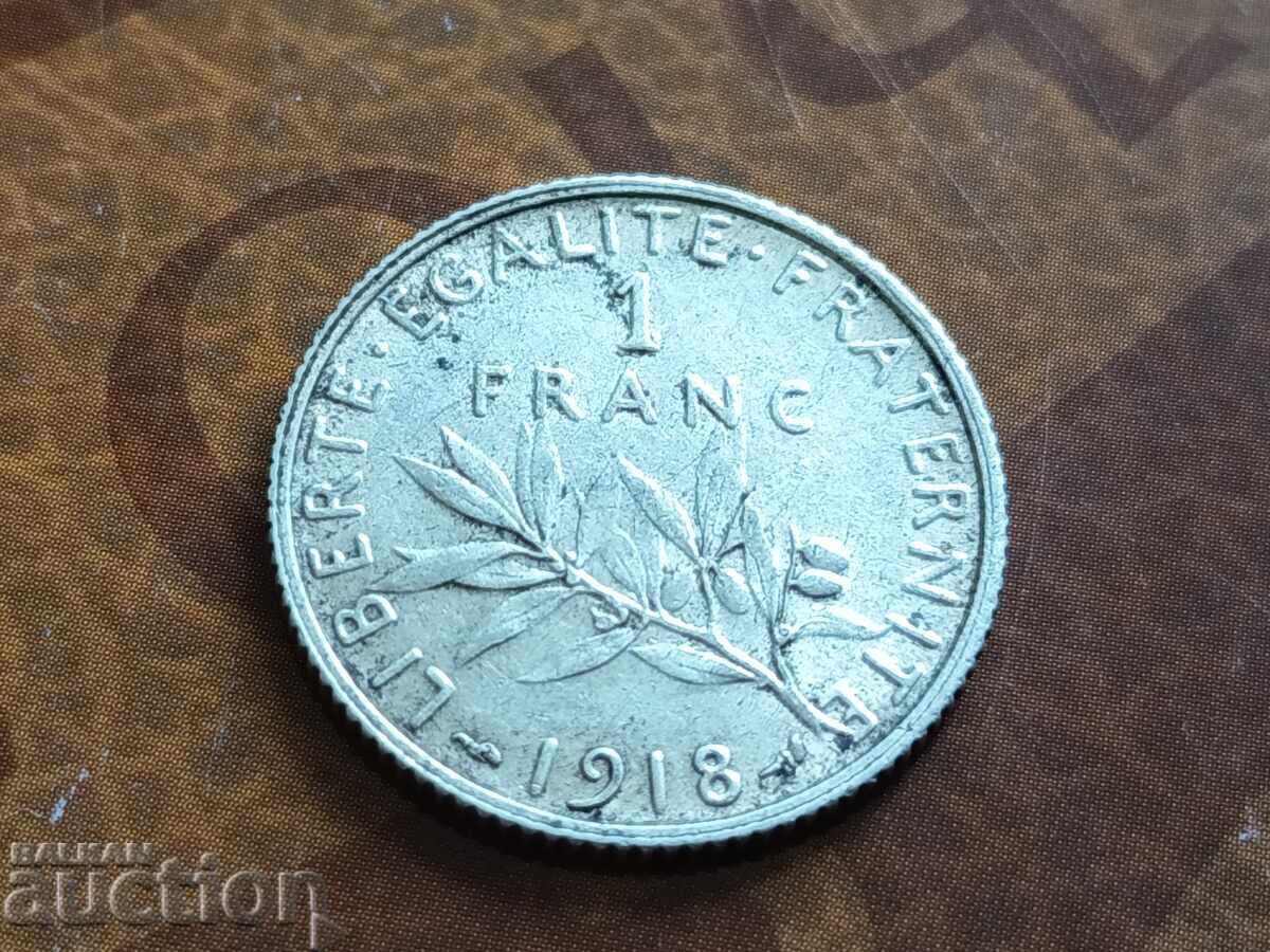 France silver coin 1 franc 1918