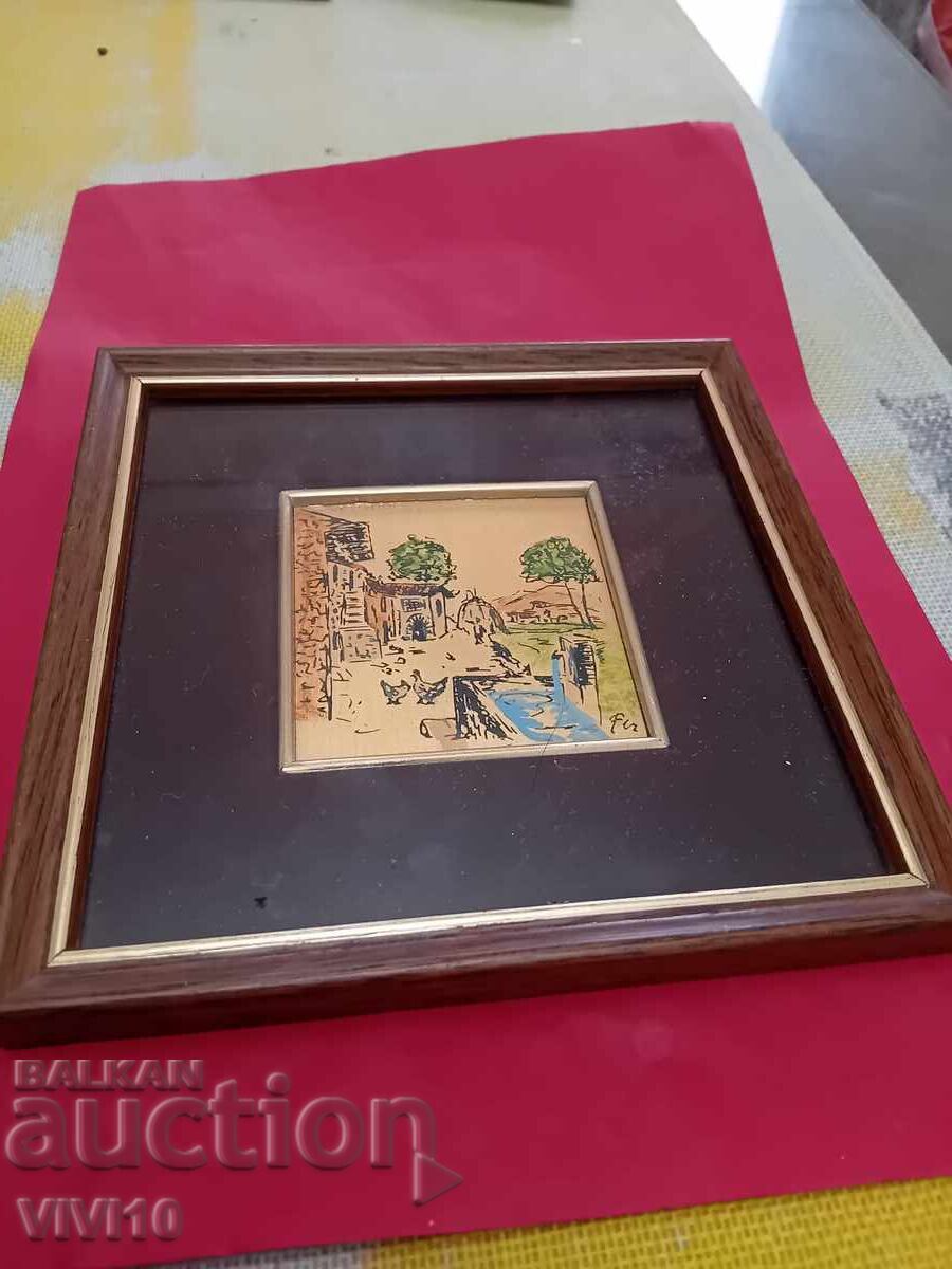 Старинна картина, малка,златно фолио