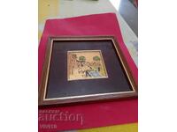 Antique painting, small, gold foil