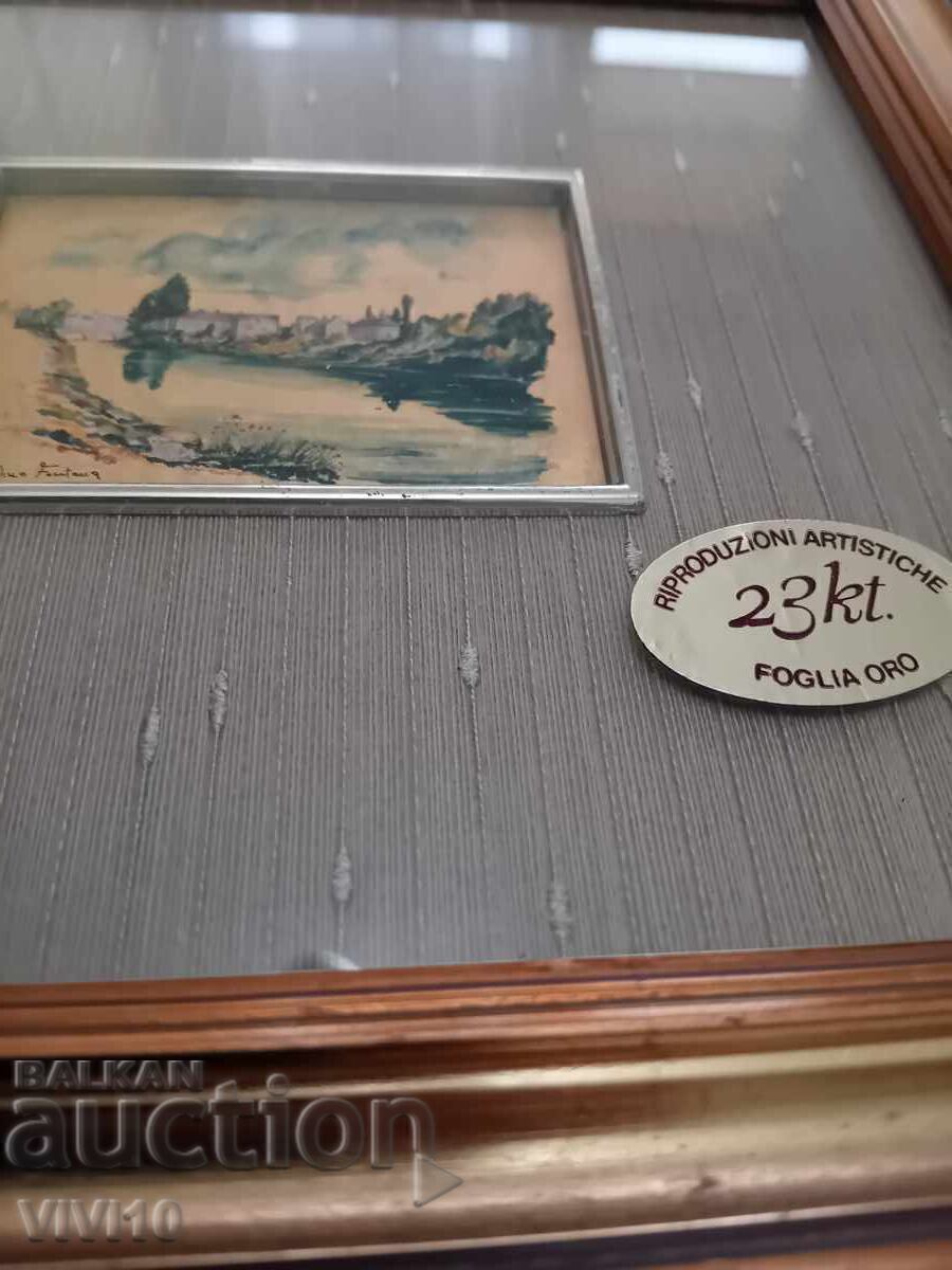 Tablou vechi, folie de aur, semnătură cu preț € 25.00 | 48.90 BGN