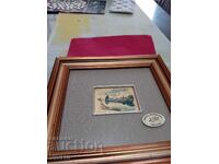 Antique painting, gold foil, signature