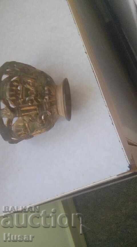 Auction  Old silver ?? zarf with remnants of gilding, openwork