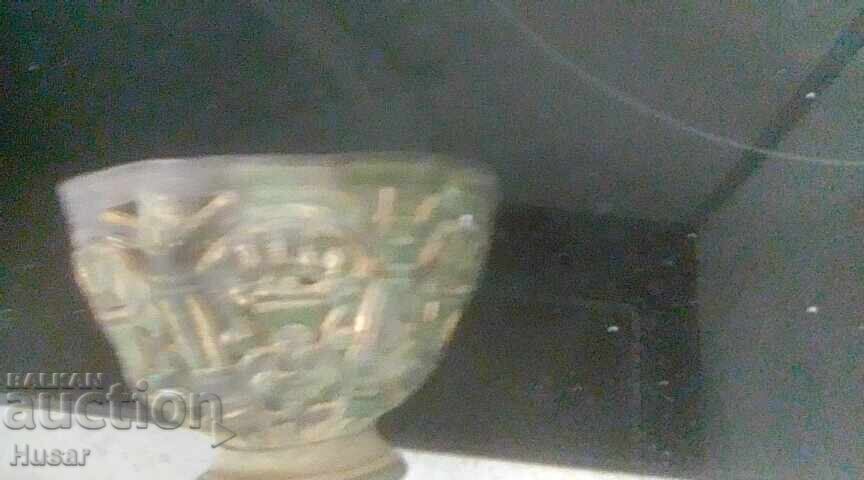 Old silver ?? zarf with remnants of gilding, openwork