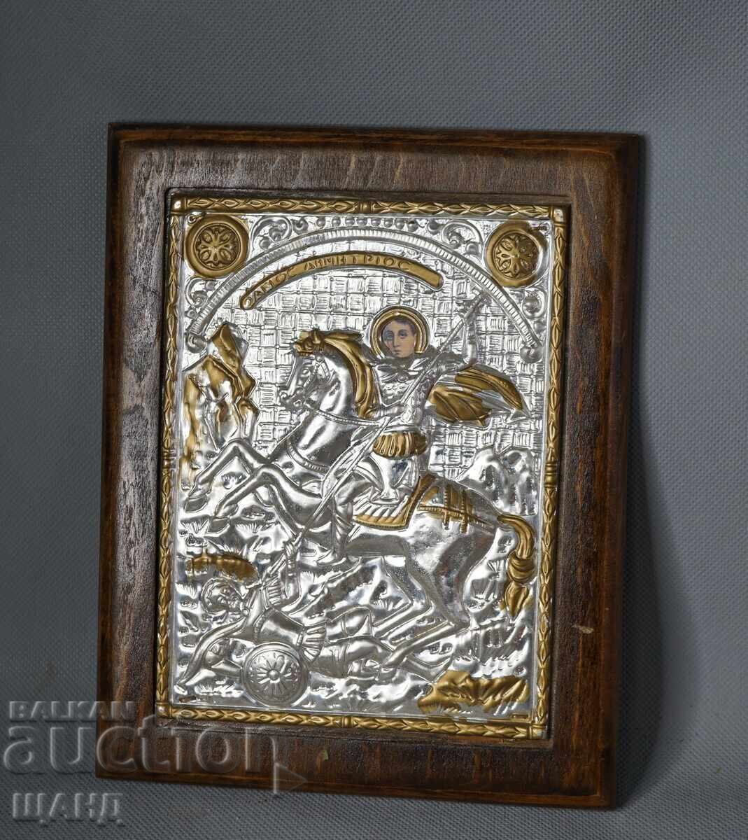 Veche Icoană Argintată Sfântul Dimitrie Veche Icoană Argintată Sfântul Dimitrie