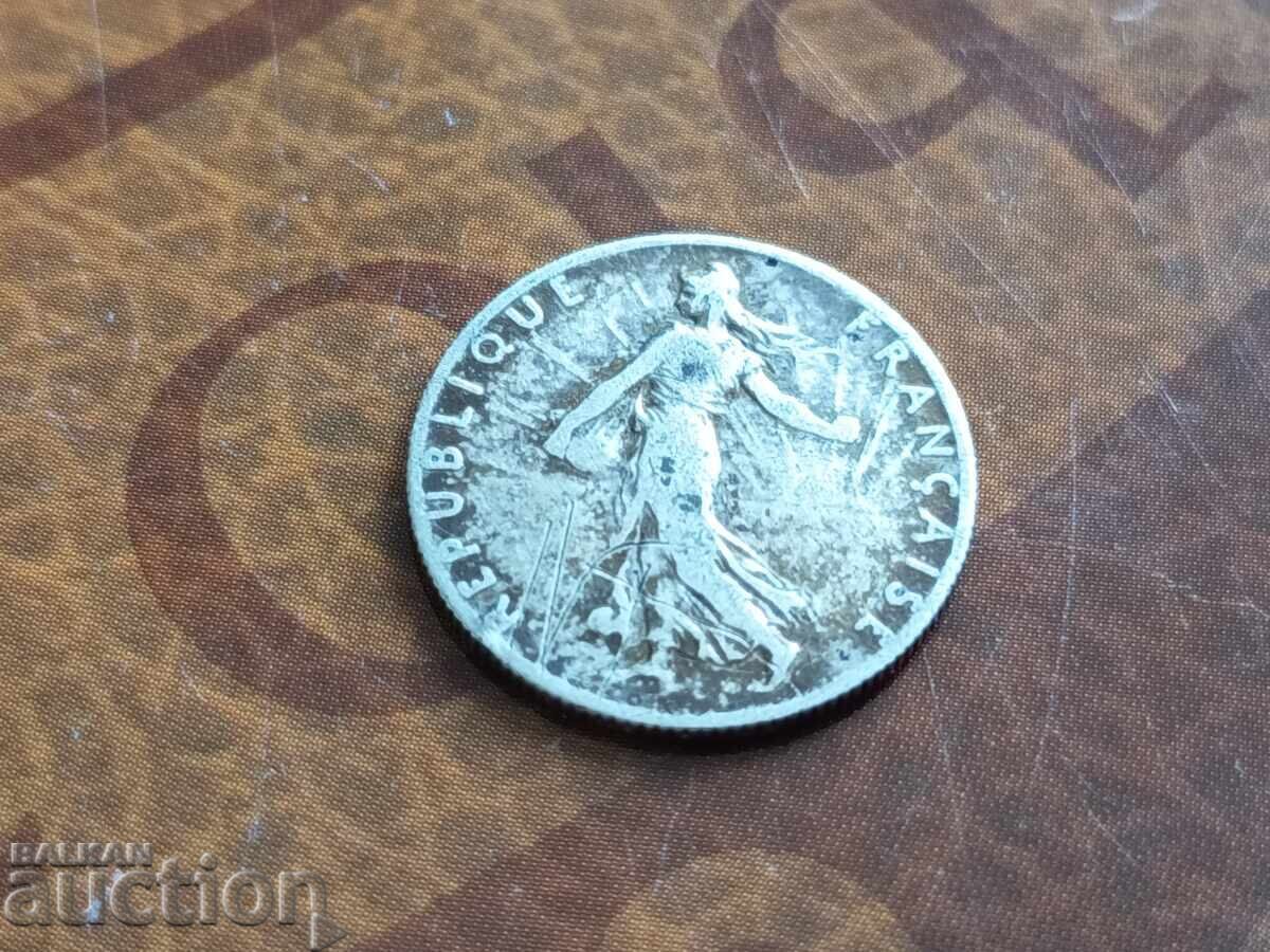 Παράδοση Γαλλικό ασημένιο νόμισμα 50 λεπτών του 1908