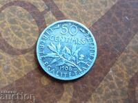 Franța monedă de argint 50 centime din 1908