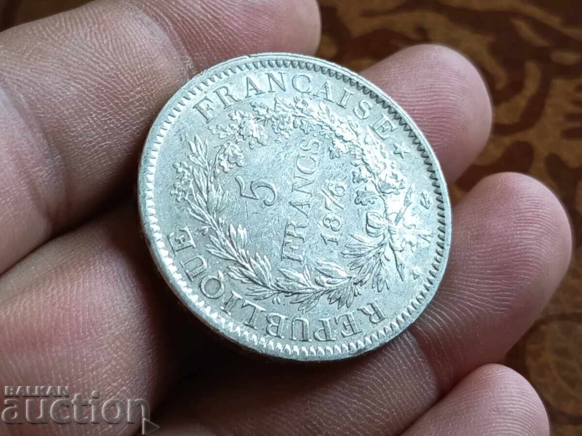 Franța monedă de argint 5 franci 1876 cu preț € 65.00 | 127.13 BGN