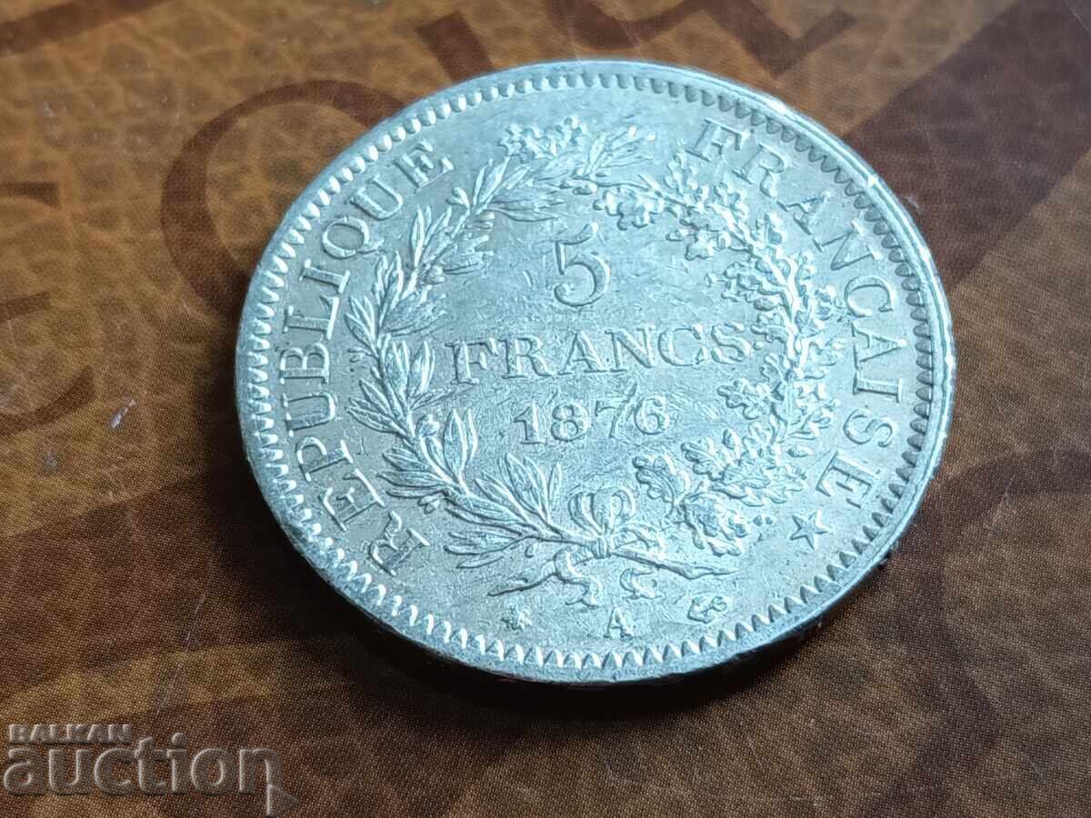 Franța monedă de argint 5 franci 1876