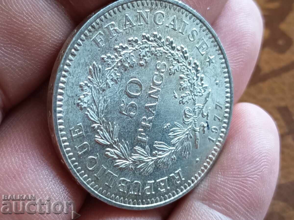 Παράδοση Γαλλία ασημένιο νόμισμα 50 φράγκα 1977 Παράδοση Γαλλία ασημένιο νόμισμα 50 φράγκα 1977