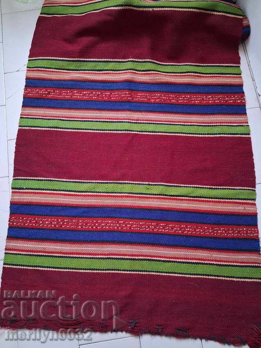 Стара ръчно тъкана вълнена черга 4/0.9м  килим НЕПОЛЗУВАНА - 7