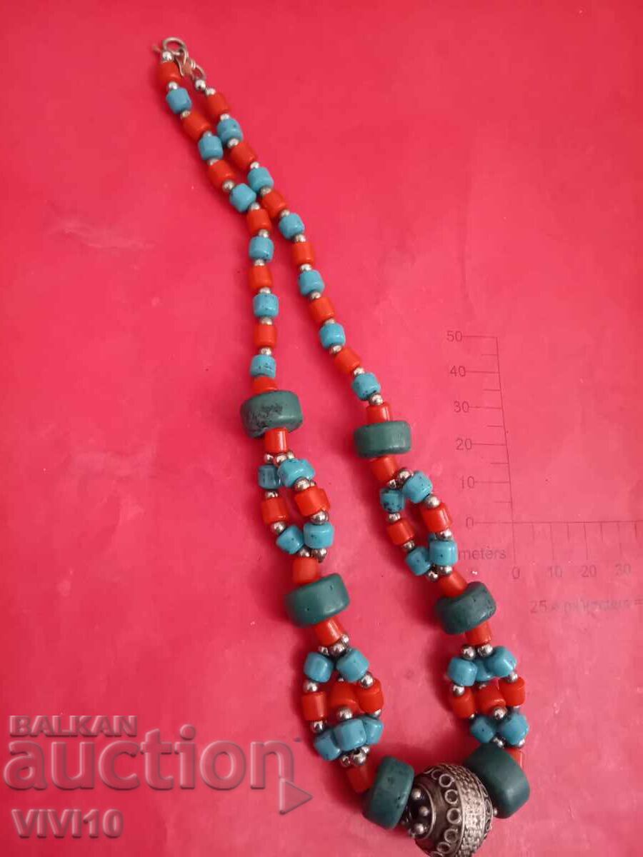 Antique turquoise and coral necklace