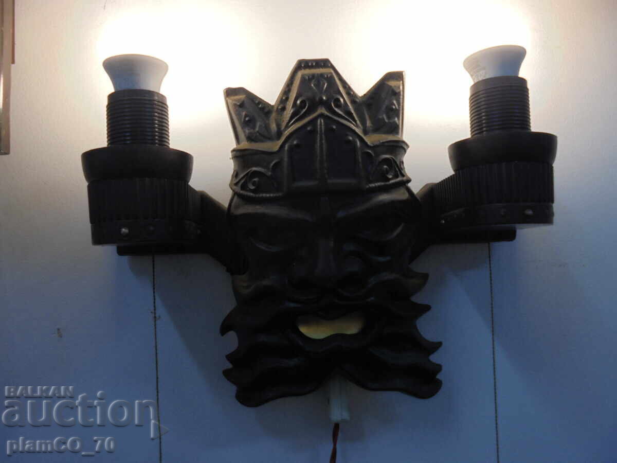 Доставка на №*8354 Стара руска стенна лампа – метална, образ на Нептун