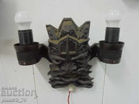 №*8354 Стара руска стенна лампа – метална, образ на Нептун