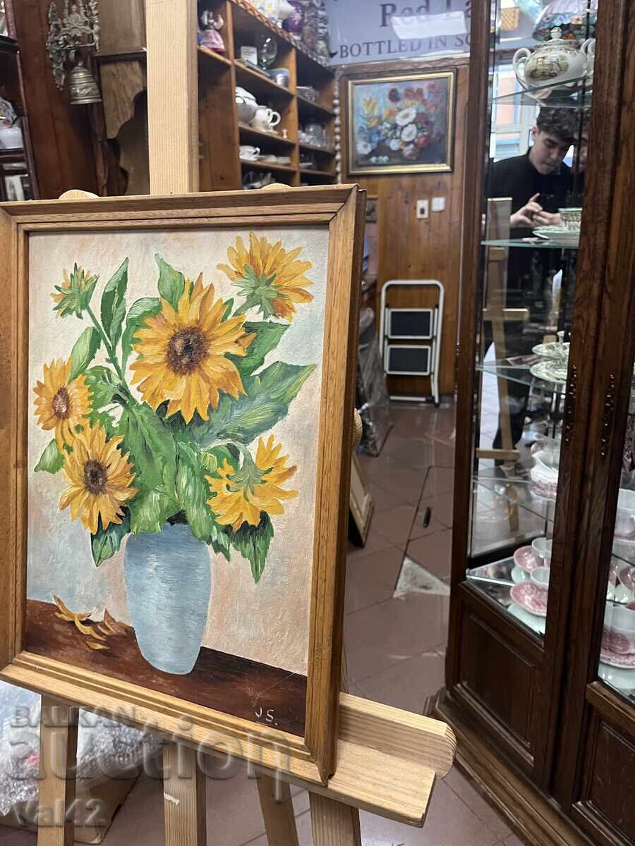 Sunflowers in a Vase - Oil Paints on Cardboard - 5 Sunflowers in a Vase - Oil Paints on Cardboard - 5