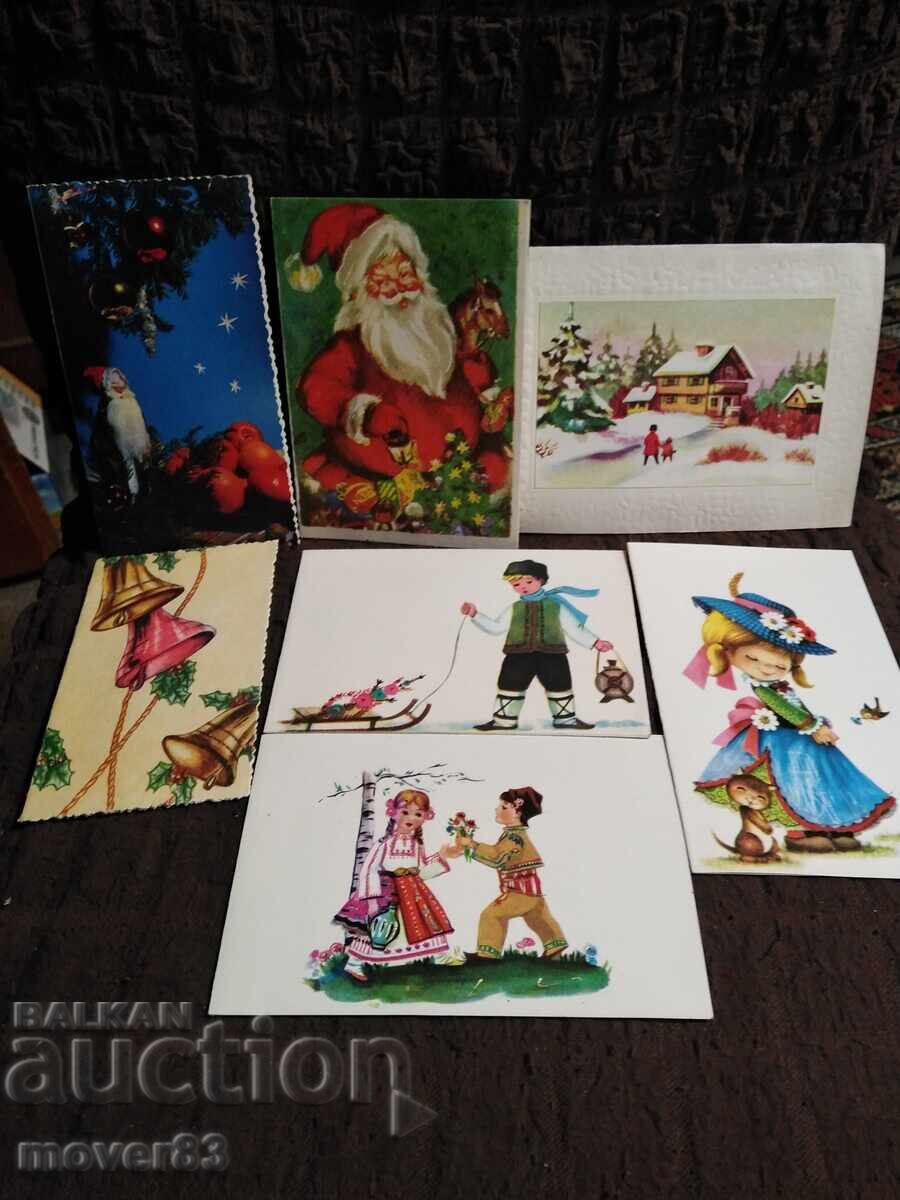 New Year's cards. 70s. 7 pieces New Year's cards. 70s. 7 pieces