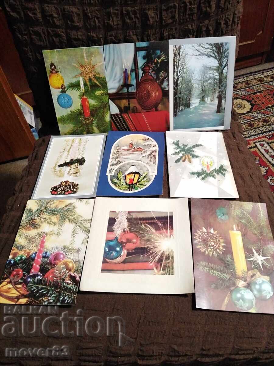 New Year's Cards. 80s. 9 pieces New Year's Cards. 80s. 9 pieces