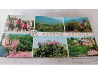 Cartolină poștală Kazanlăk Valea Trandafirilor Colaj