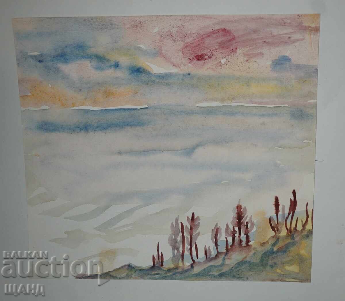 Old Master's drawing watercolor painting landscape with price 5.35 BGN | € 2.74