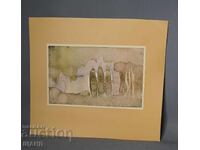 Παλιά Μαστορική ζωγραφική εικόνα ακουαρέλα τοπίο αφαίρεση