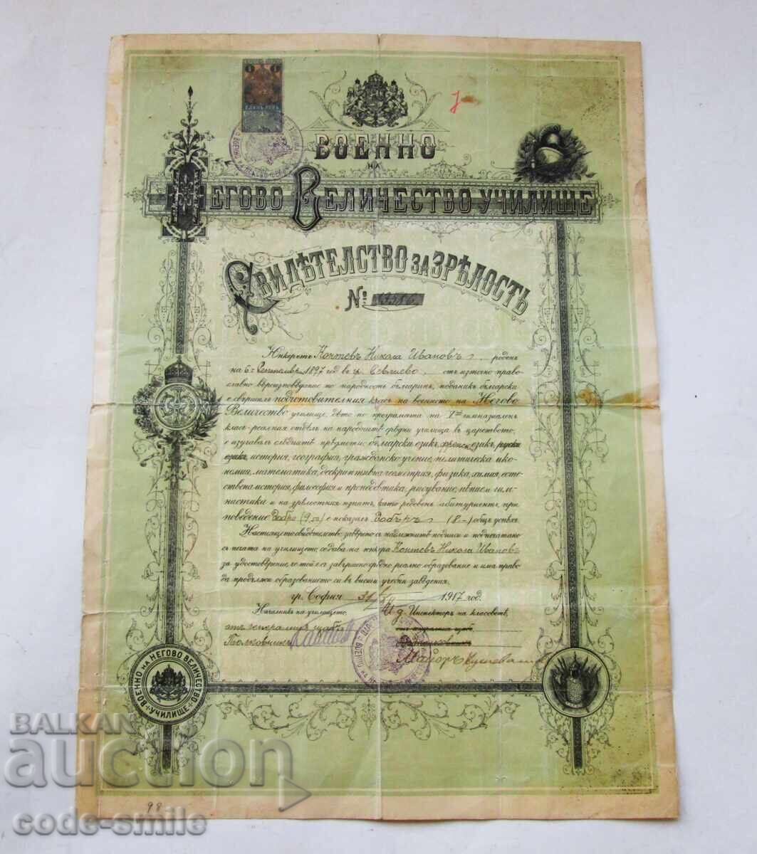 Tsar Ferdinand - a rare old military diploma JUNKER 1917