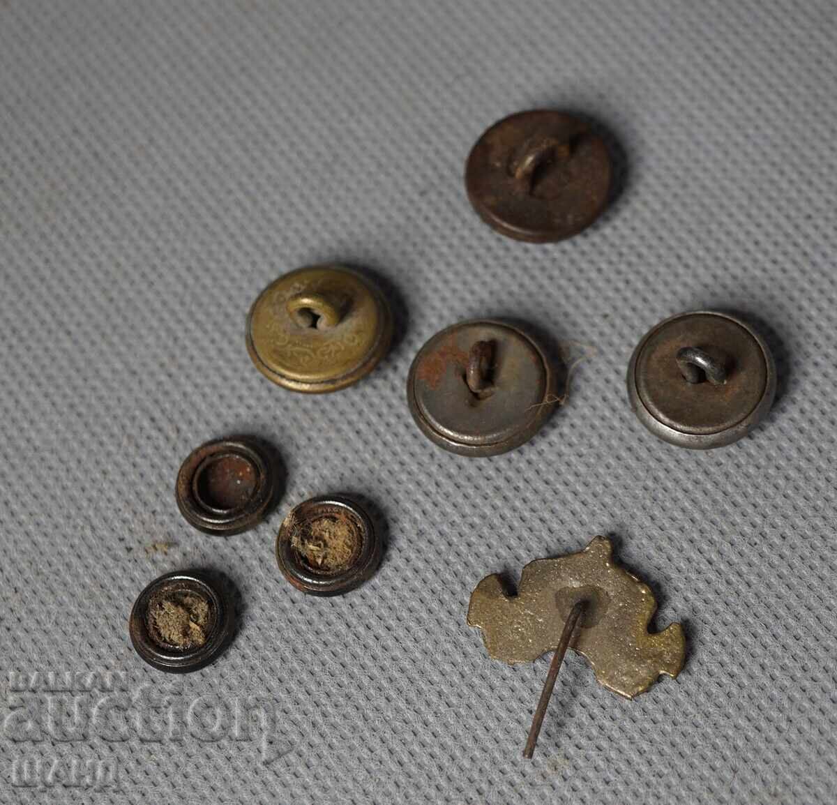 Βασίλειο της Βουλγαρίας παρτίδα στρατιωτικά κουμπιά κορώνα επωμίδες επολέτες με τιμή 10.25 BGN | € 5.24