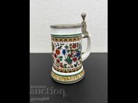 Cană din porțelan cu capac de zinc. №7605
