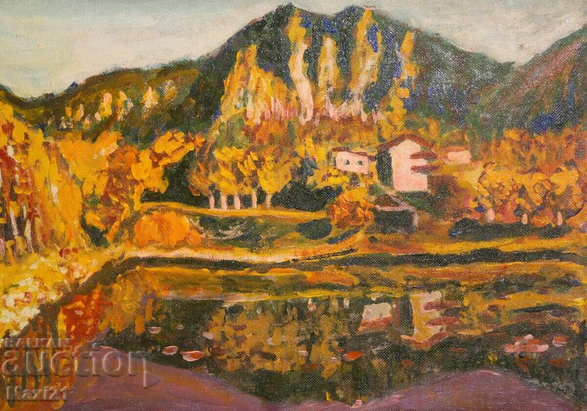 Landscape painting oil paints autumn with price 270.00 BGN | € 138.05