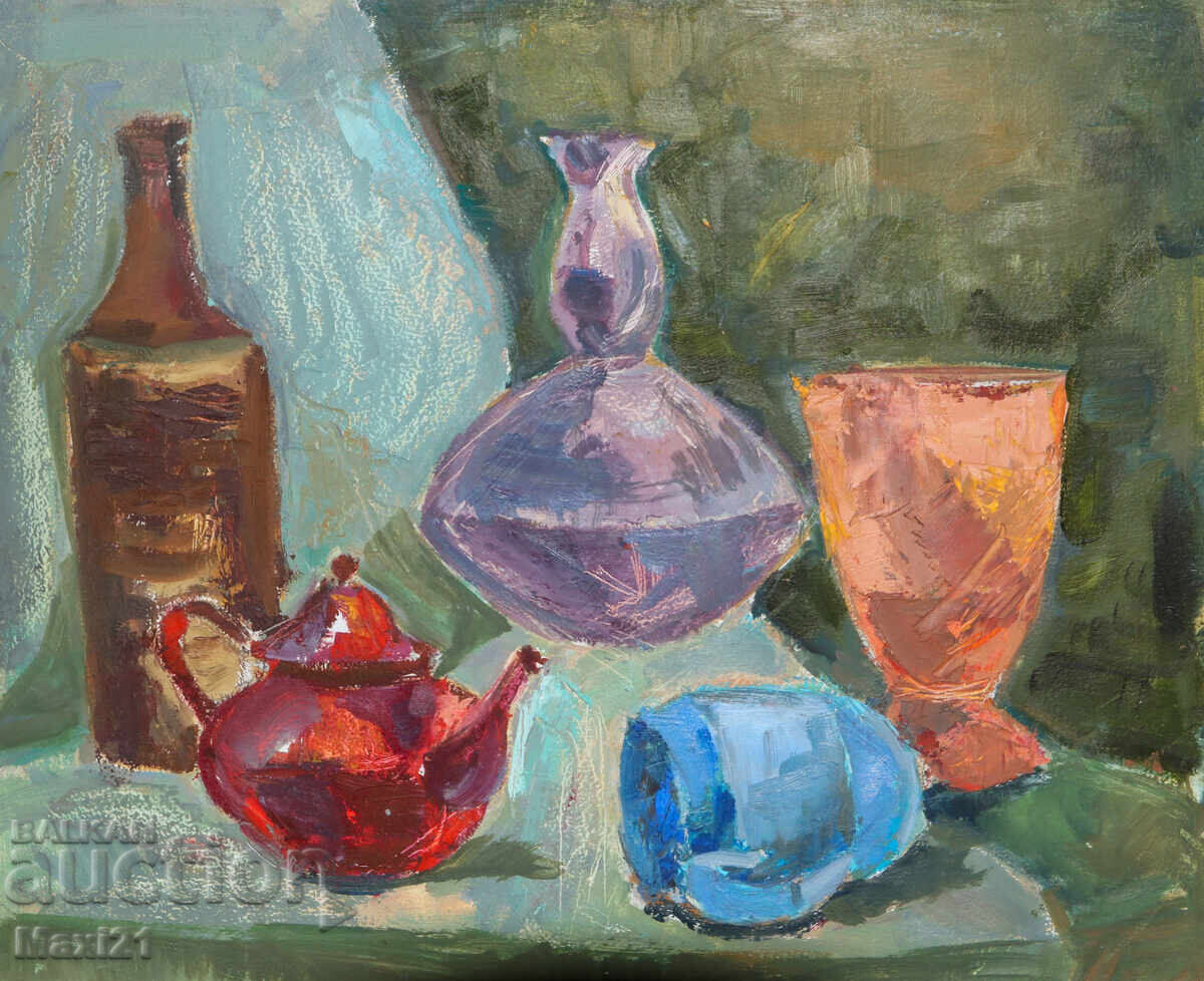 Oil painting still life with dishes with price 270.00 BGN | € 138.05 Oil painting still life with dishes with price 270.00 BGN | € 138.05