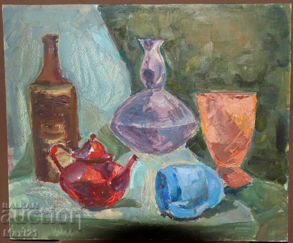 Auction Oil painting still life with dishes Auction Oil painting still life with dishes