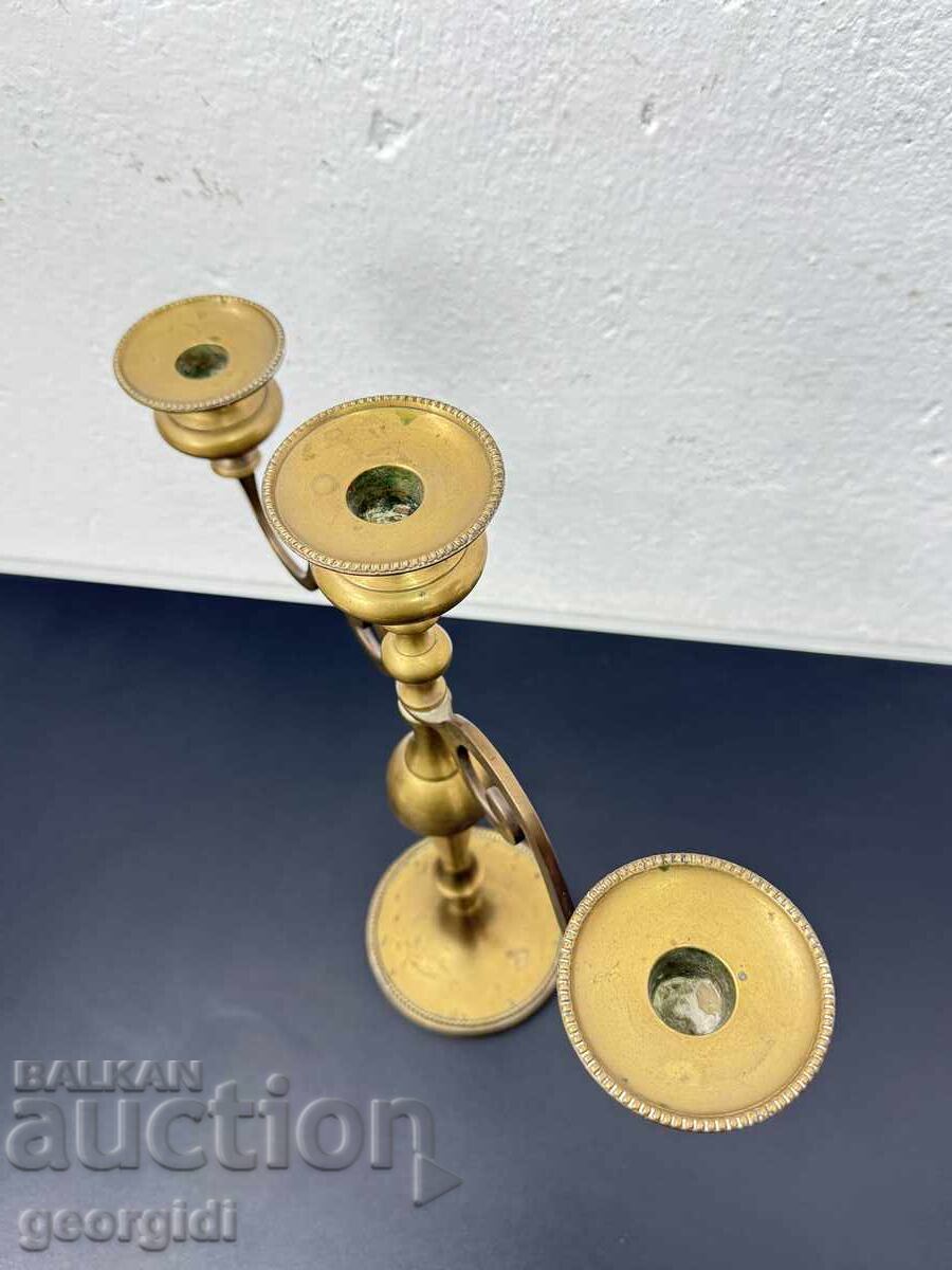 Ρετρό μπρούτζινος κηροπήγιο με τρία κλαδιά. Νο. 7607 - 5