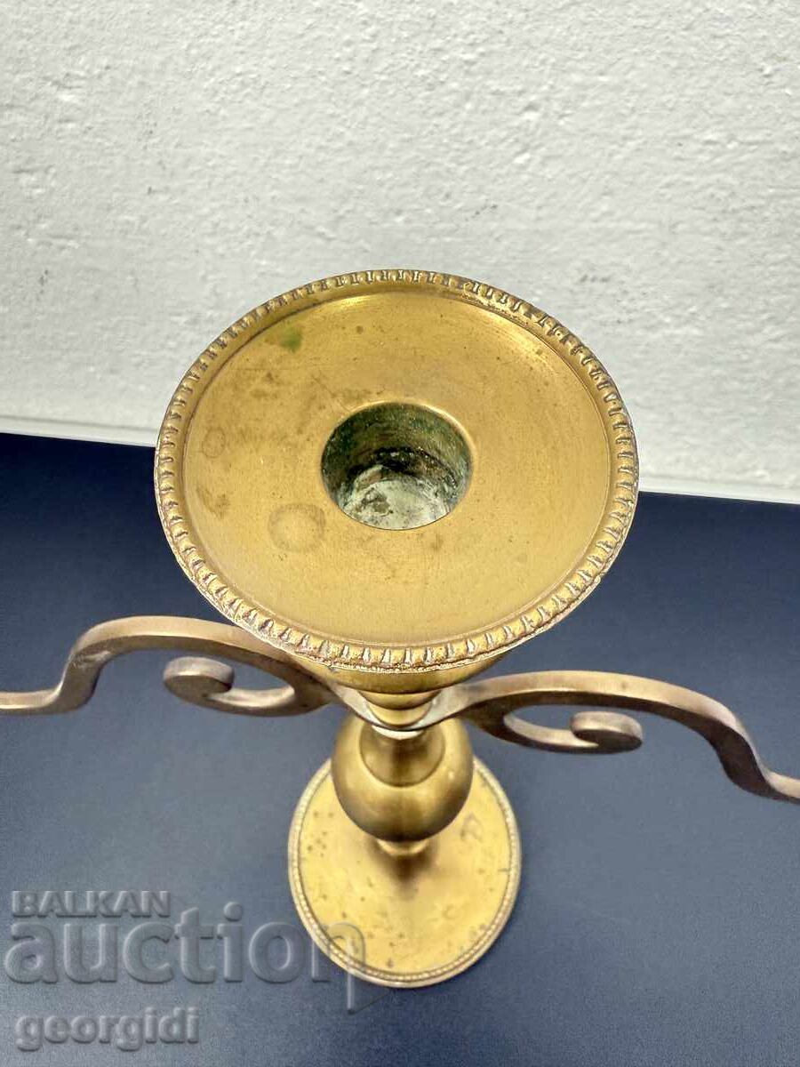 Ρετρό μπρούτζινος κηροπήγιο με τρία κλαδιά. Νο. 7607 - 6