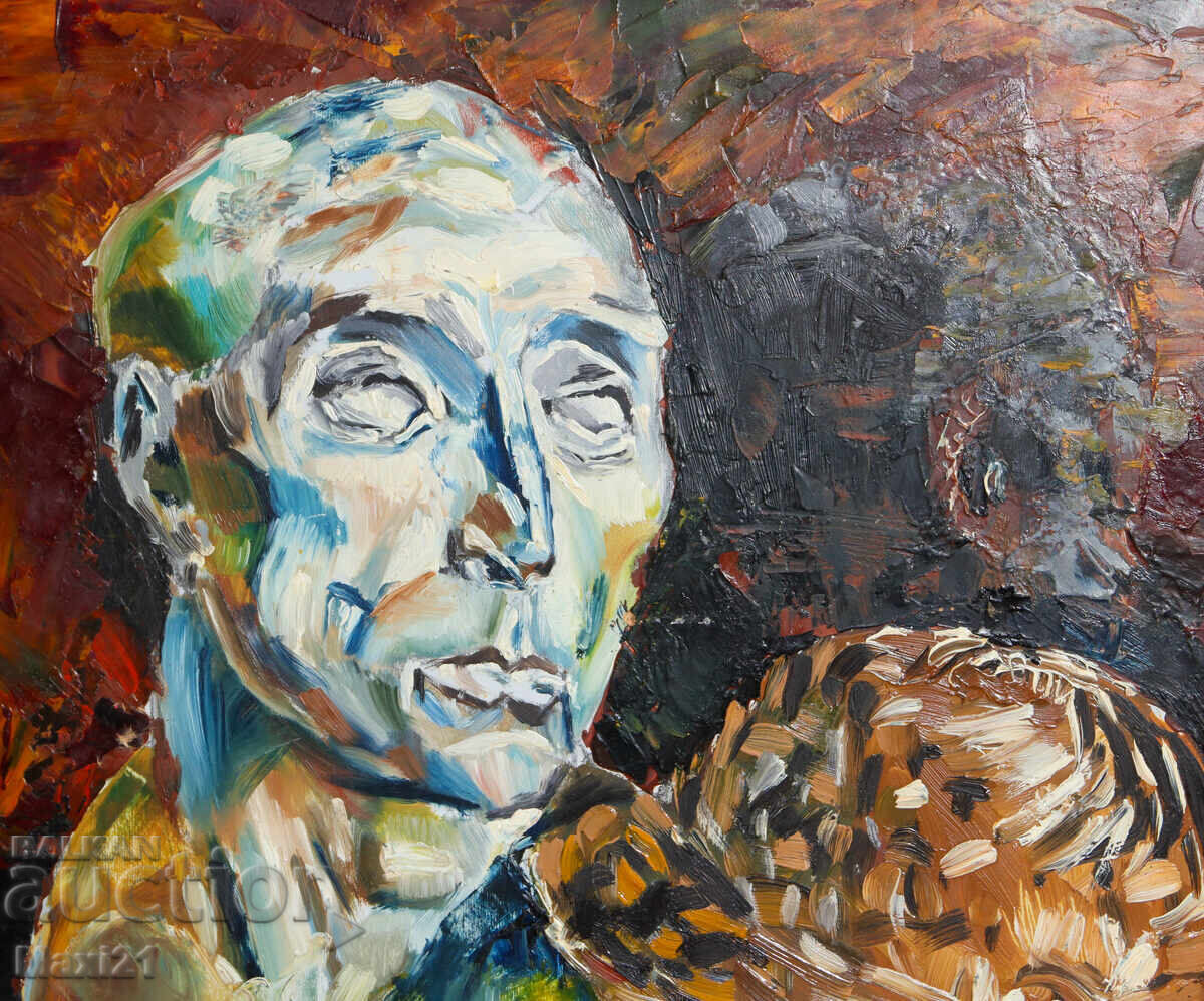 Доставка на Картина маслени бои натюрморт мъжка скулптура и шапка