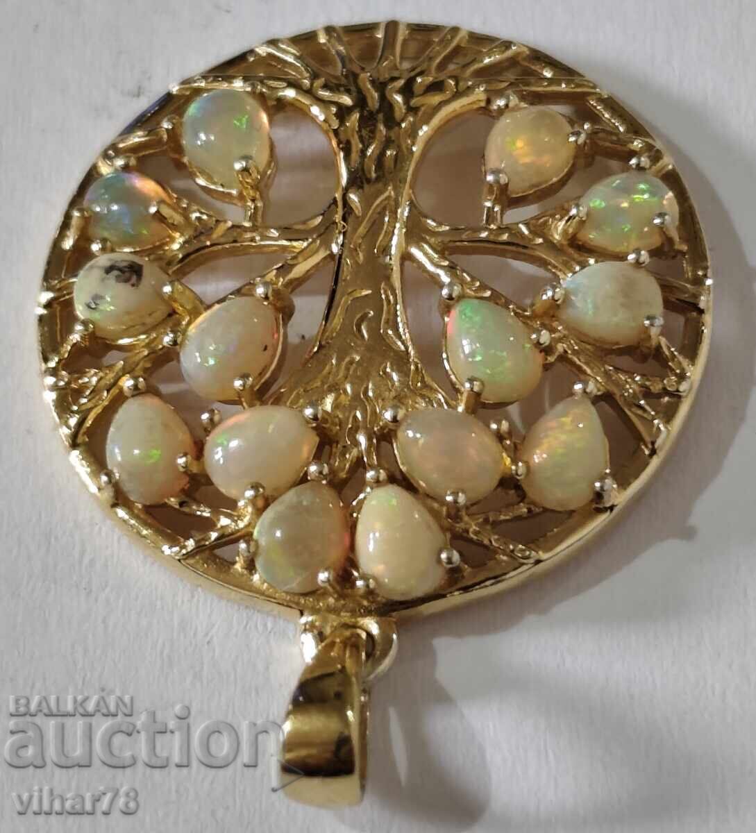 Gold-plated Silver Pendant with Opal - 5