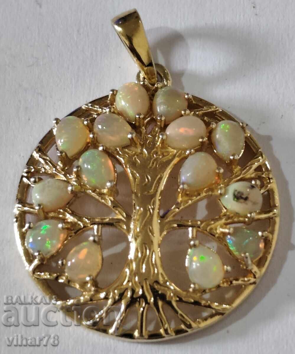 Gold-plated Silver Pendant with Opal