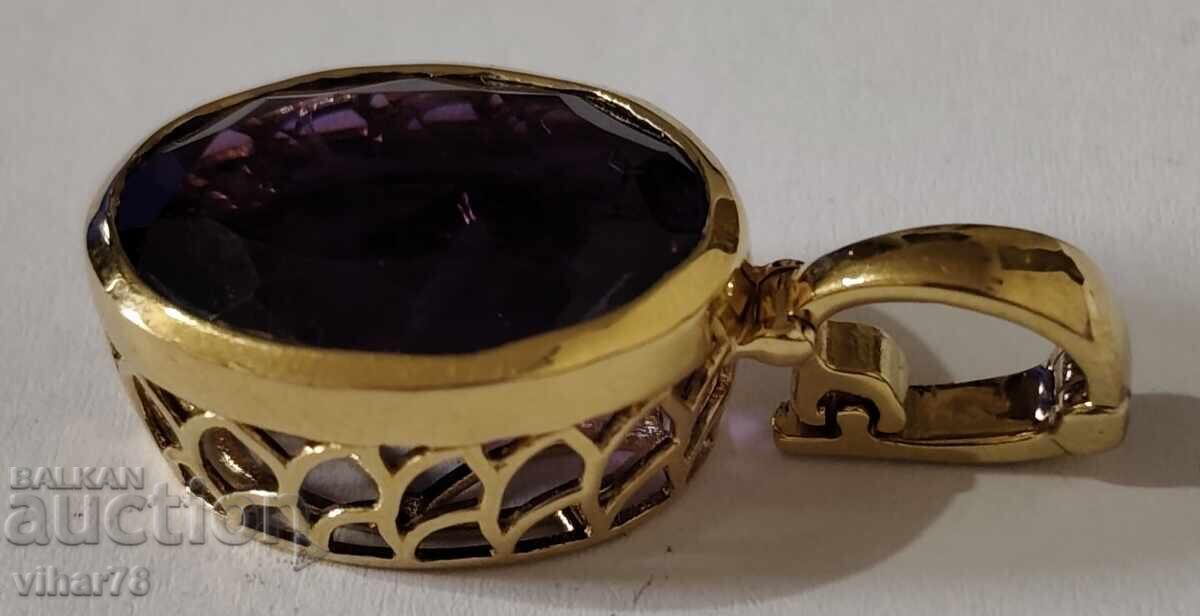 Аукцион Позлатена Сребърна висулка с аметист