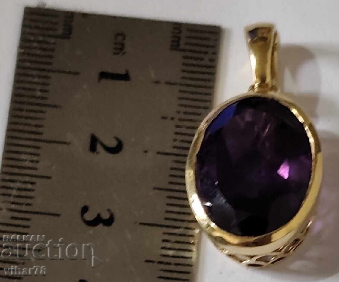 Доставка на Позлатена Сребърна висулка с аметист