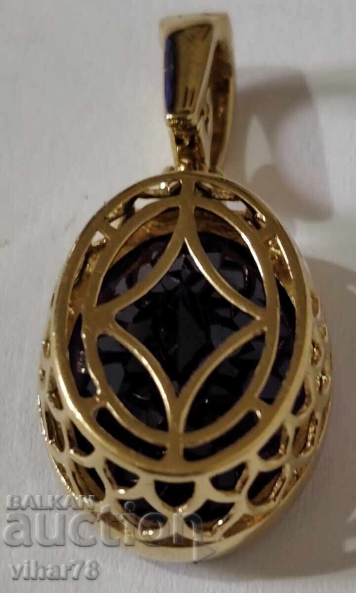 Позлатена Сребърна висулка с аметист - 7