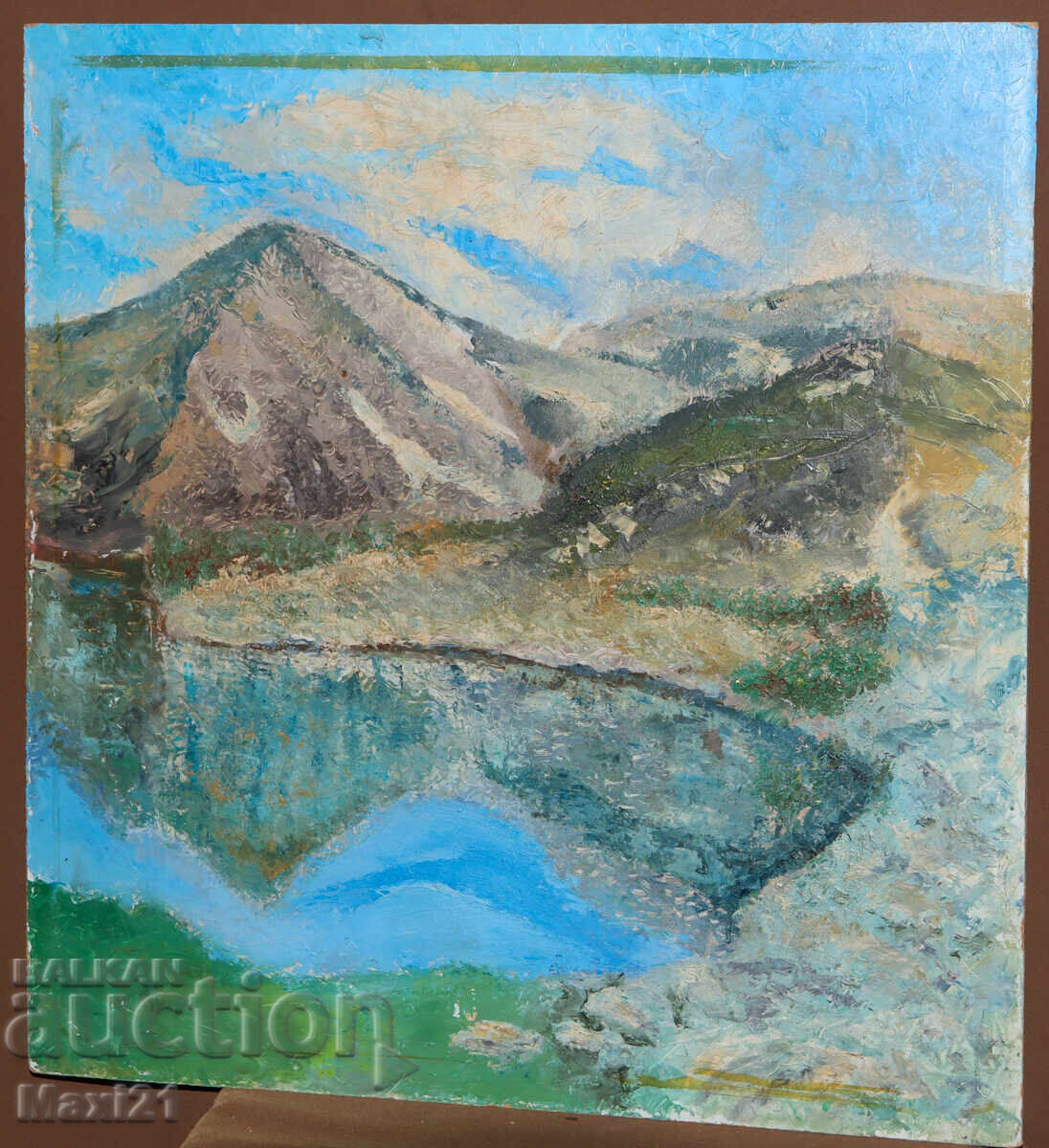 Landscape painting oil paints mountain landscape lake with price 280.00 BGN | € 143.16