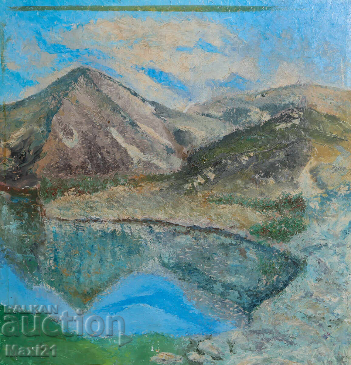 Auction  Landscape painting oil paints mountain landscape lake