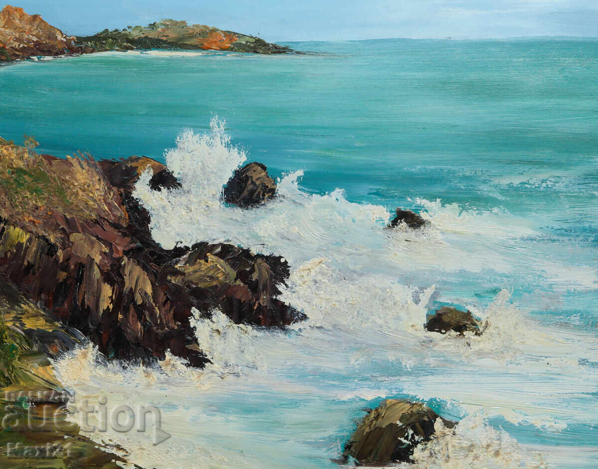 Παράδοση Έργο ζωγραφικής με λάδι, θαλασσινό τοπίο, παραλία