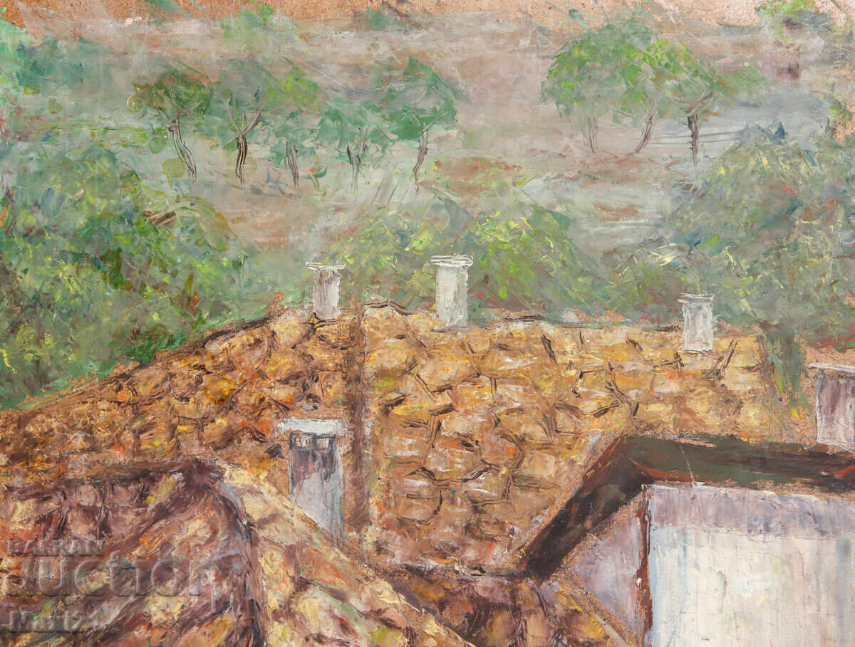 Delivery of Oil painting landscape above the roof