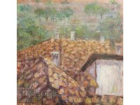 Картина маслени бои пейзаж над покрива