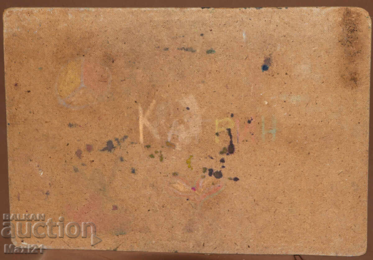 Έργο ζωγραφικής με λάδι, οικιακό τοπίο, σπίτια - 6